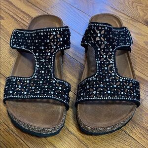 Black Rhinestone Sandals